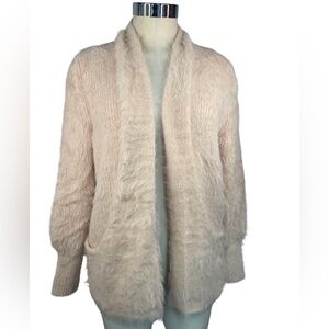 Knitted & Knotted fuzzy cardigan. A pretty peach color in a think cozy knit!!